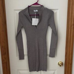 Chic Long Sleeve Gray Dress